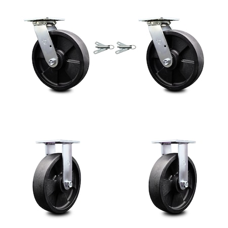 Service Caster 8 Inch Glass Filled Nylon Caster Set with Ball Bearings 2 Swivel Lock 2 Rigid SCC-30CS820-GFNB-BSL-2-R-2